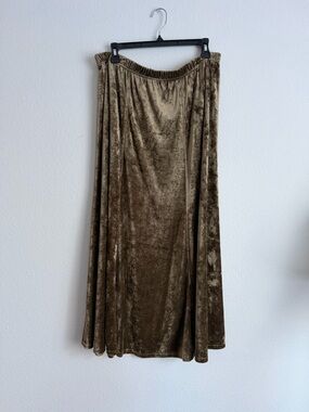 Vintage Olive Brown Velvet Maxi Skirt
